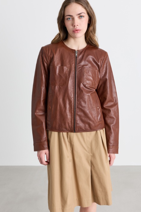 Slim-Fit Leather Jacket - Intrend