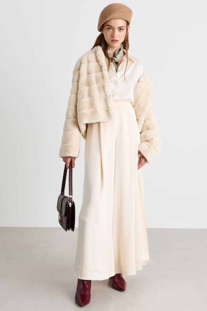 Flared jacket in a soft, warm fabric - WHITE - Intrend