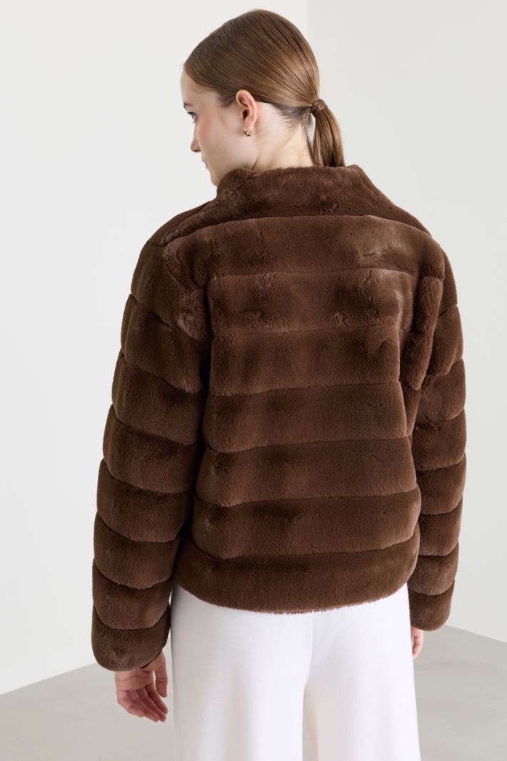 Flared jacket in a soft, warm fabric - BROWN - Intrend - 4
