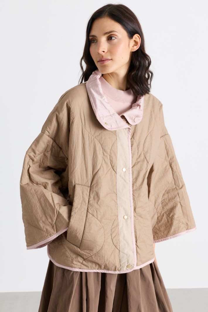 Reversible water-repellent canvas jacket - PINK - Intrend - 4