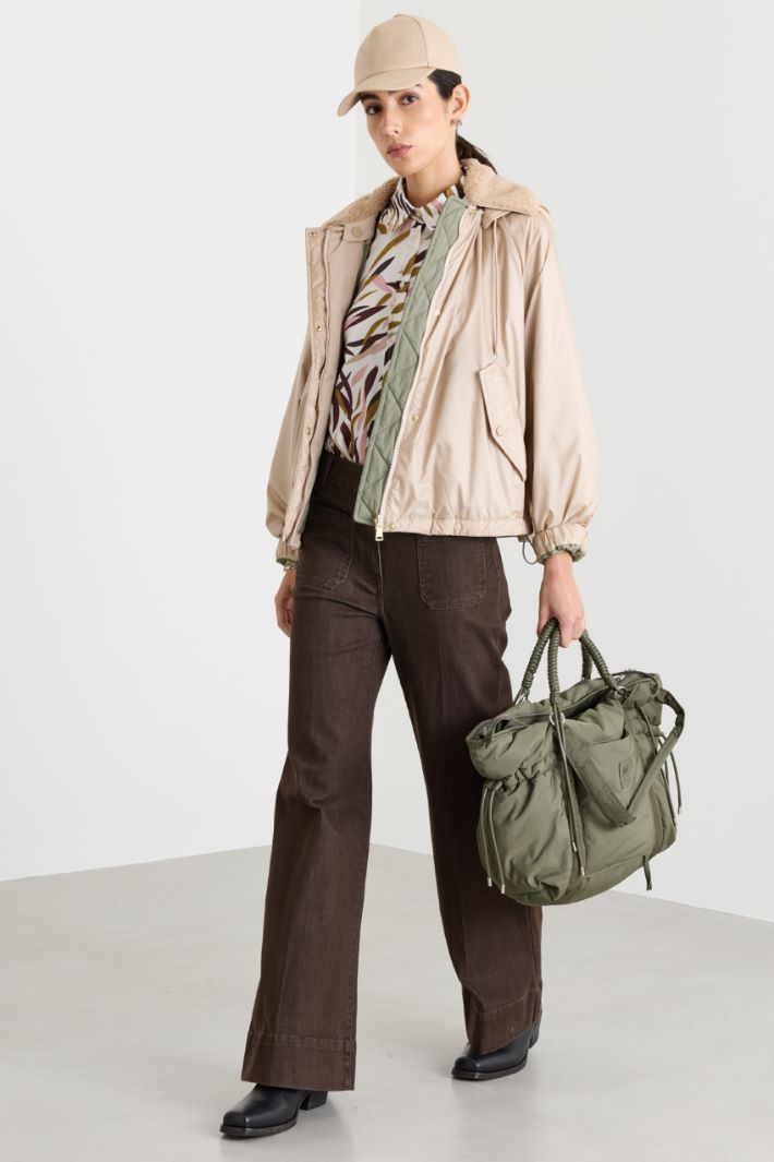 Reversible Water-Repellent Canvas Jacket - BEIGE - Intrend