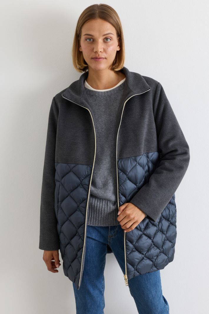 Manteau bi-matière - GRIS BLEU - Intrend - 4