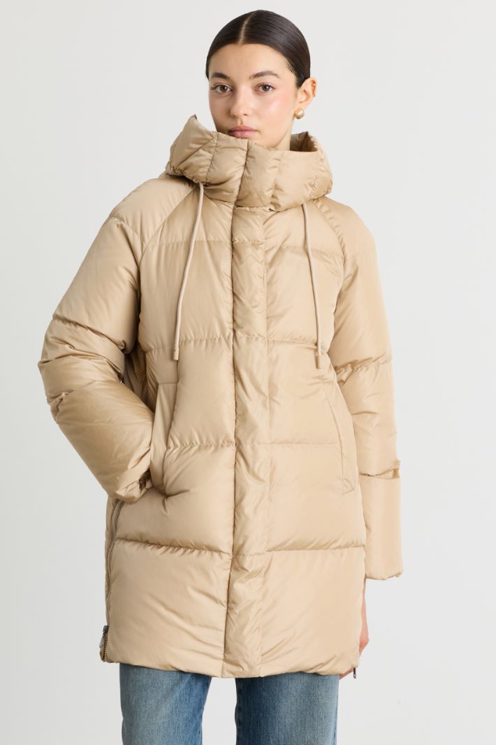 Quilted taffeta puffer jacket - CAMEL - Intrend - 2