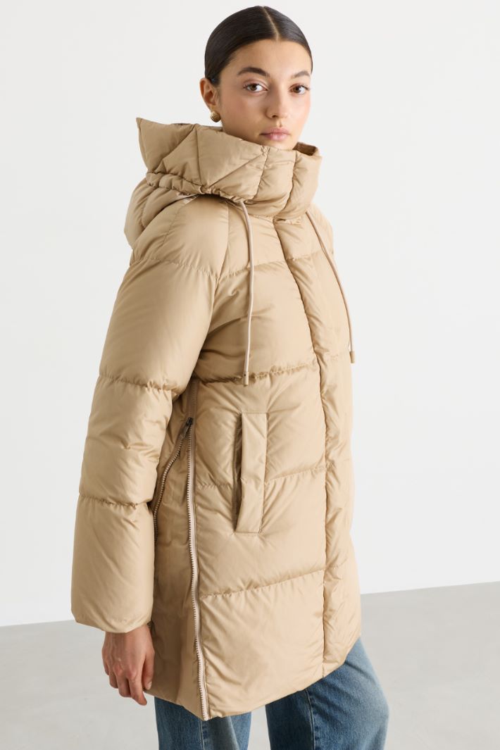 Quilted taffeta puffer jacket - CAMEL - Intrend - 3