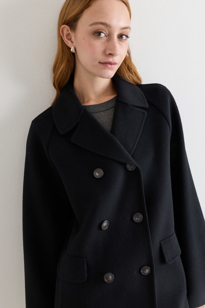 Double-sided drap coat - BLACK - Intrend - 3