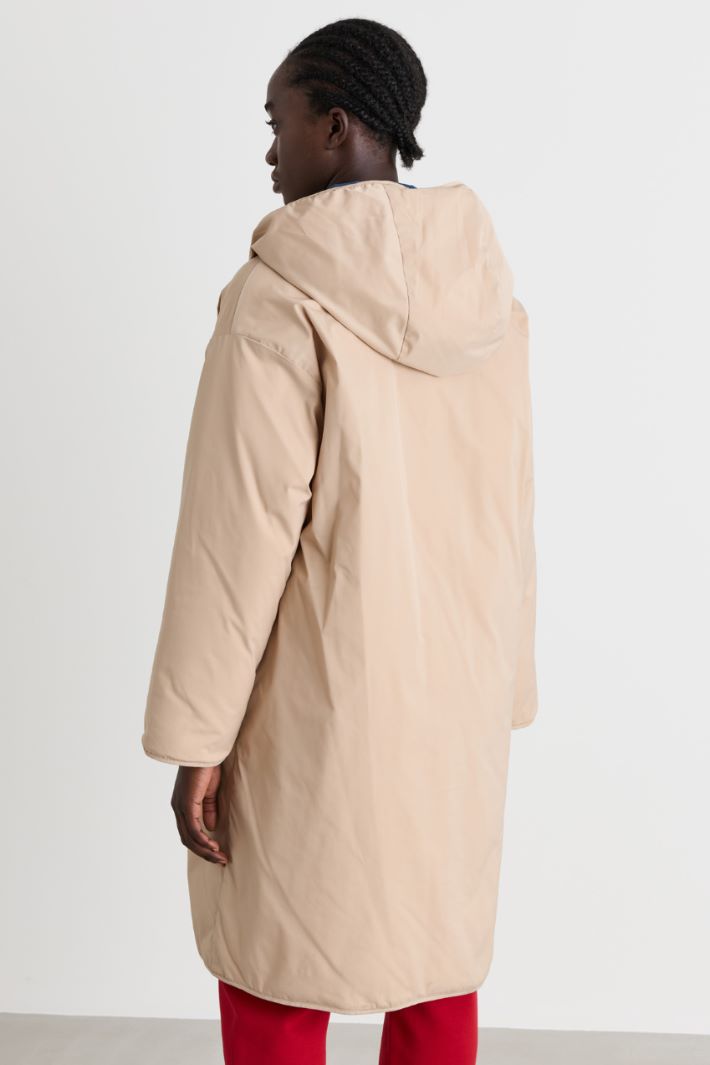 Reversible padded jacket in water-repellent twill - CAMEL - Intrend - 5