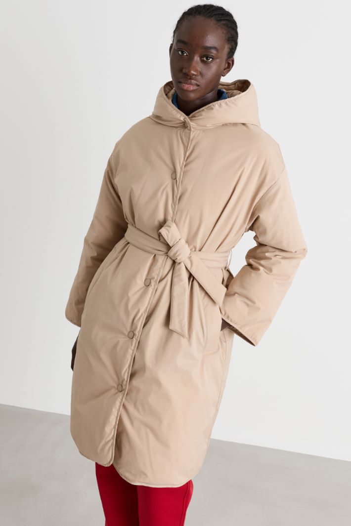 Reversible padded jacket in water-repellent twill - CAMEL - Intrend - 2