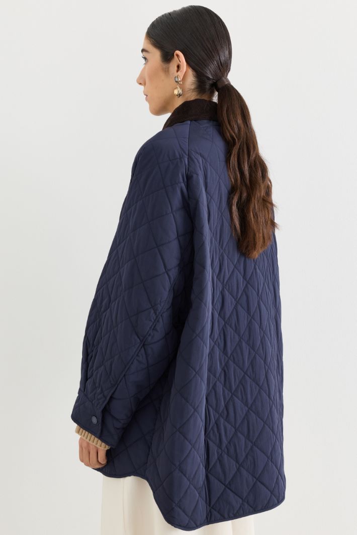 Water-repellent diamond-quilted taffeta jacket - BLUE - Intrend - 4