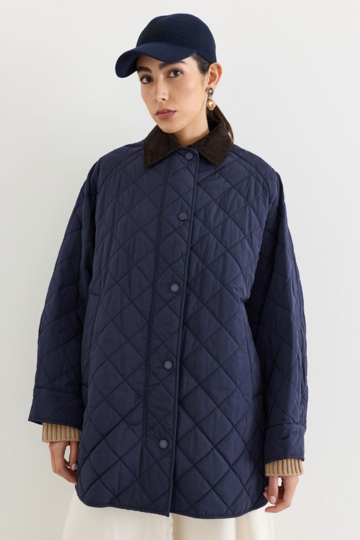 Water-repellent diamond-quilted taffeta jacket - BLUE - Intrend - 2