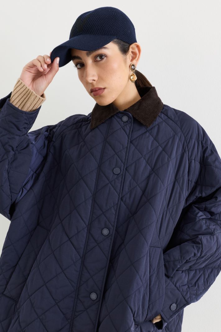 Water-repellent diamond-quilted taffeta jacket - BLUE - Intrend - 3