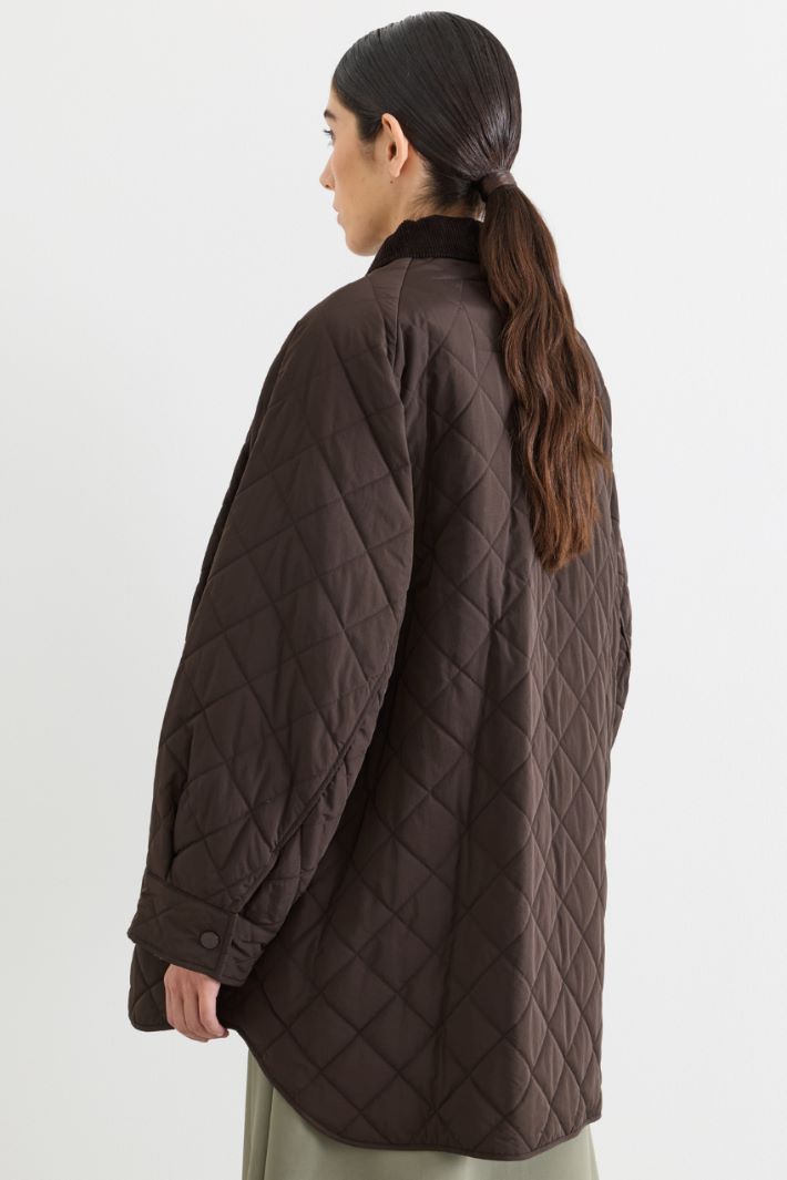 Water-repellent diamond-quilted taffeta jacket - BROWN - Intrend - 4