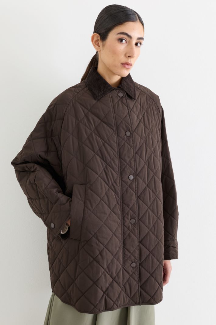 Water-repellent diamond-quilted taffeta jacket - BROWN - Intrend - 2