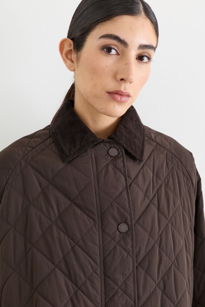 Water-repellent diamond-quilted taffeta jacket - BROWN - Intrend - 3