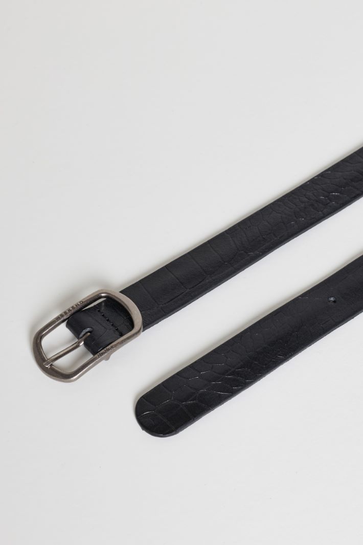 Croc-effect leather belt - BLACK - Intrend - 2