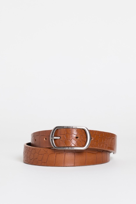 Croc-effect leather belt - Intrend