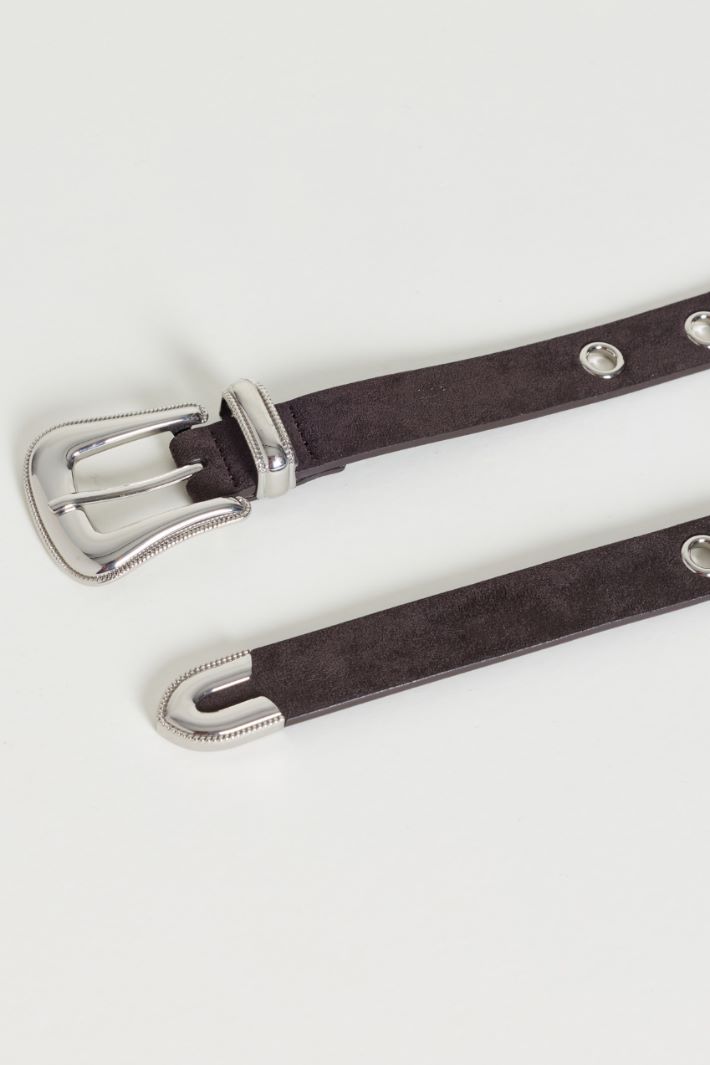 Velvet-Finish Jersey Belt - BROWN - Intrend - 2