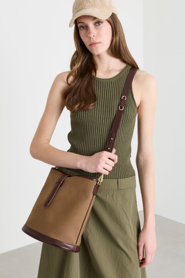 Borsa a secchiello in canvas - CAMMELLO - Intrend - 5