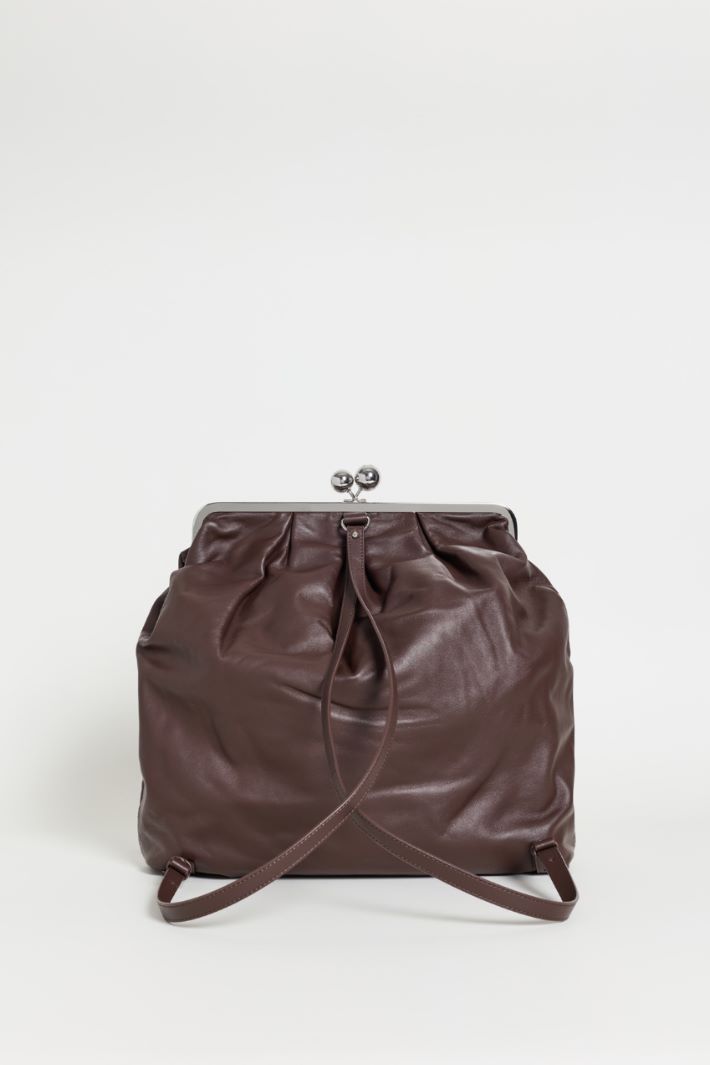 Leather Backpack - BROWN - Intrend - 3