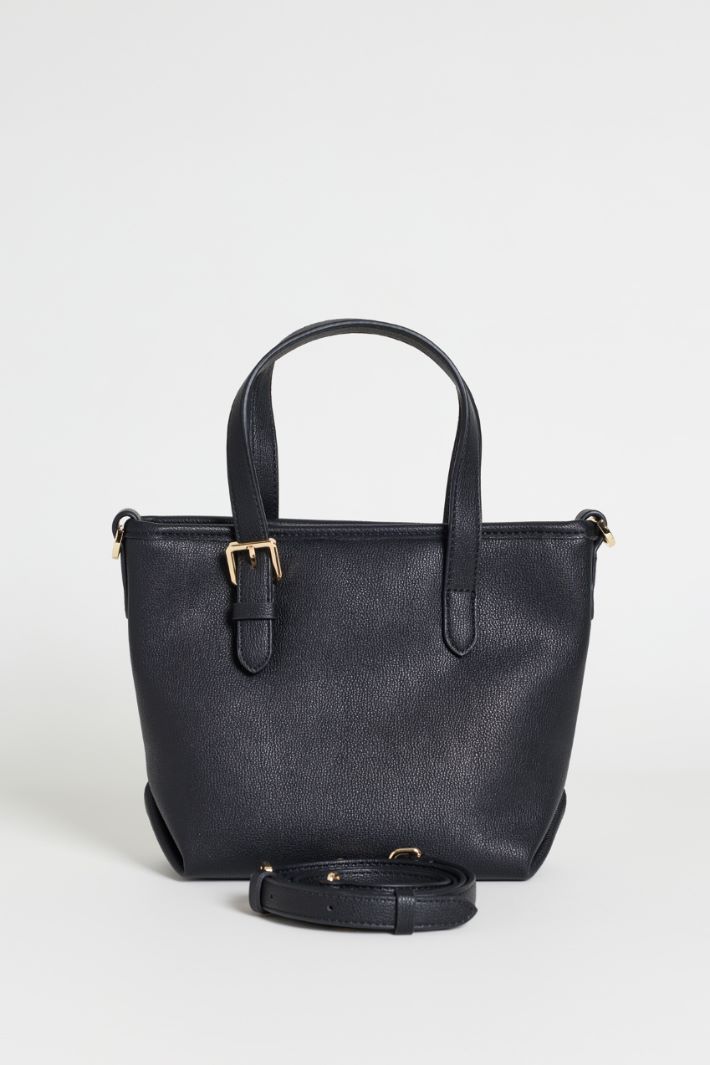 Coated fabric cross-body bag - BLACK - Intrend - 3