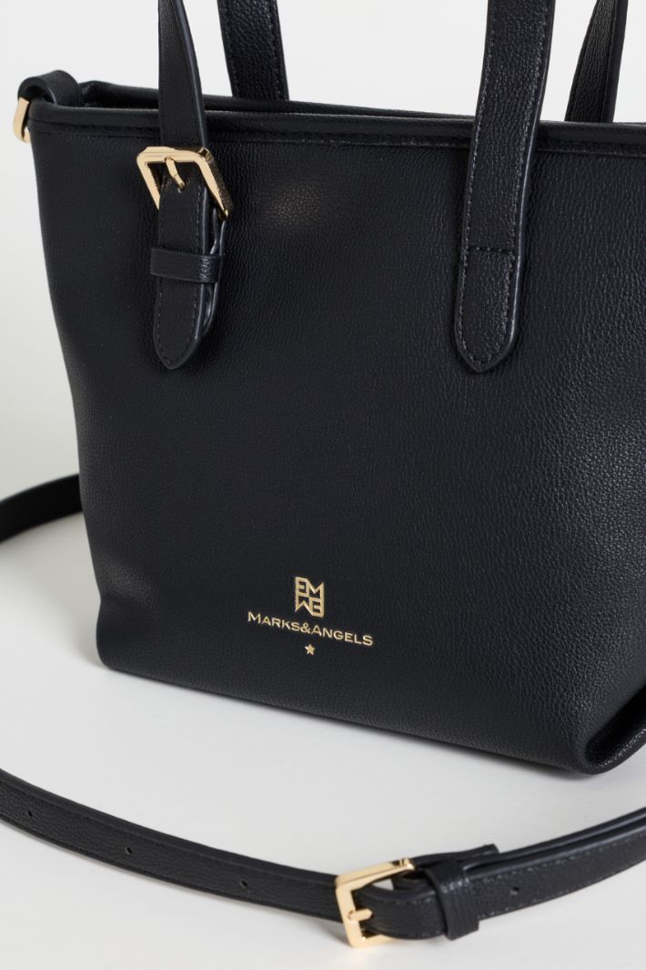 Coated fabric cross-body bag - BLACK - Intrend - 4