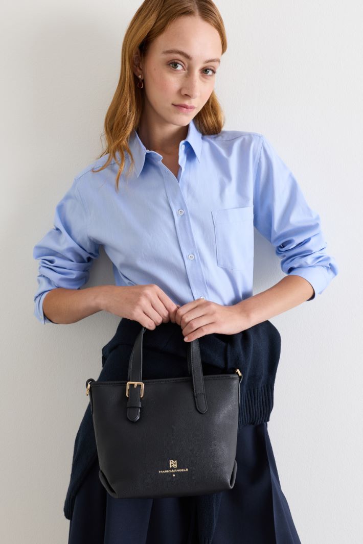 Coated fabric cross-body bag - BLACK - Intrend - 5