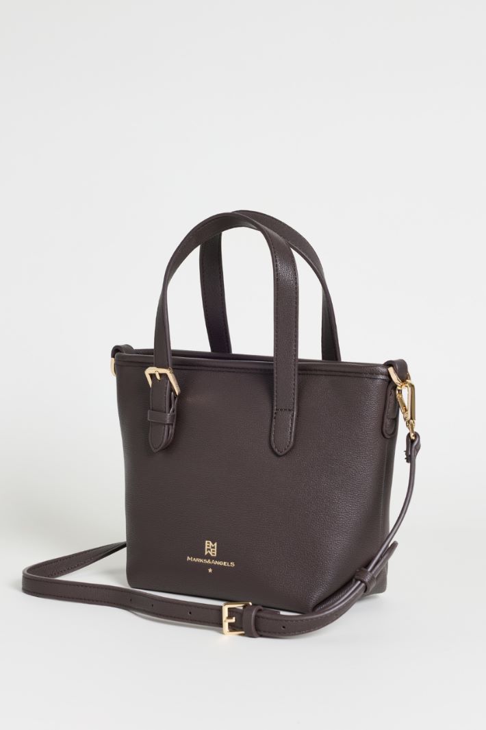 Coated fabric cross-body bag - BROWN - Intrend - 2