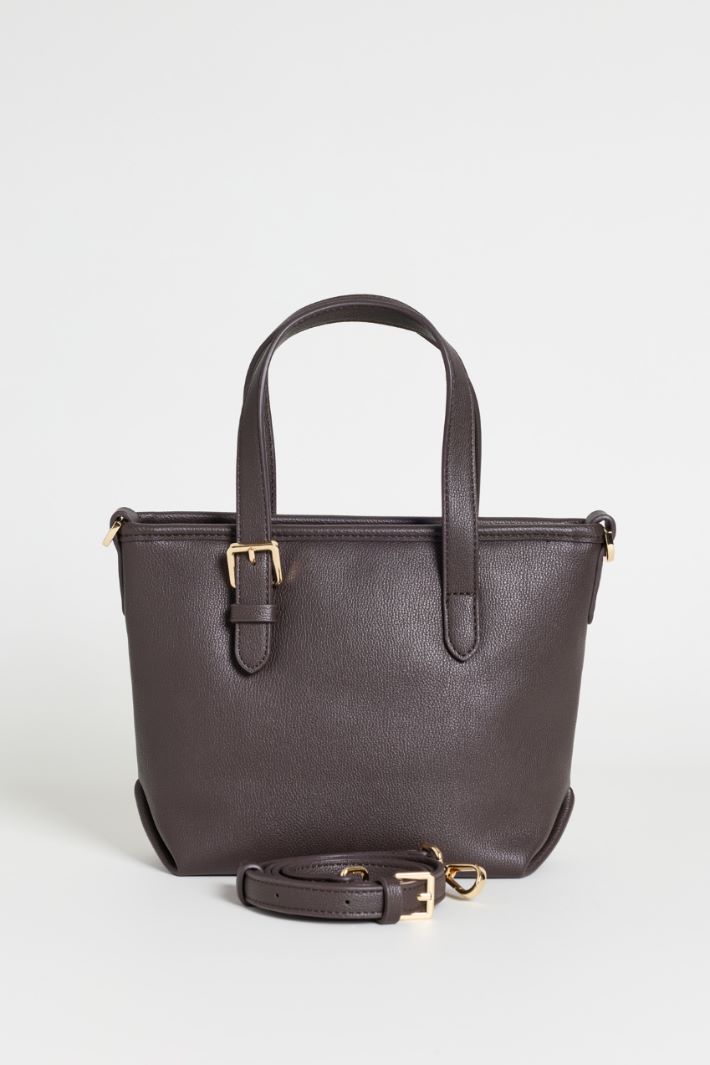 Coated fabric cross-body bag - BROWN - Intrend - 3