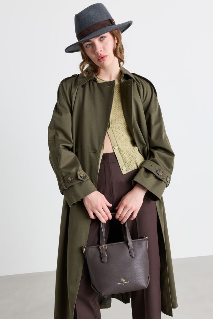 Coated fabric cross-body bag - BROWN - Intrend - 5