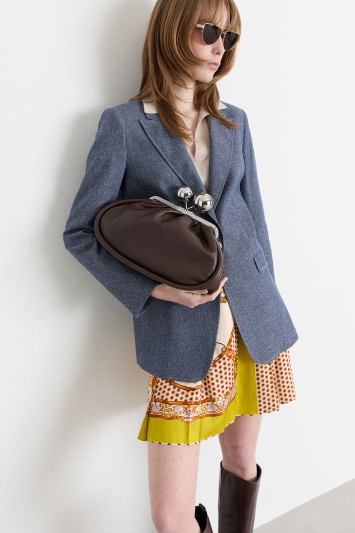 Double-strap clutch - BROWN - Intrend - 5