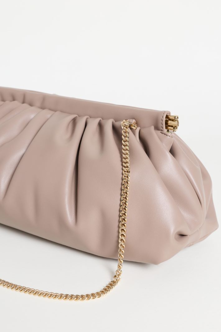 Oversized Coated Jersey Clutch - BEIGE - Intrend - 4