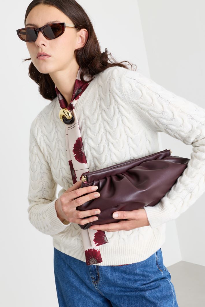 Oversized Coated Jersey Clutch - BORDEAUX - Intrend - 5