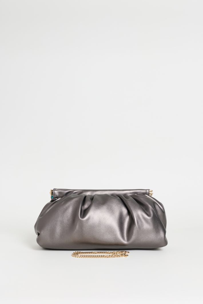Oversized Coated Jersey Clutch - SILVER - Intrend - 3