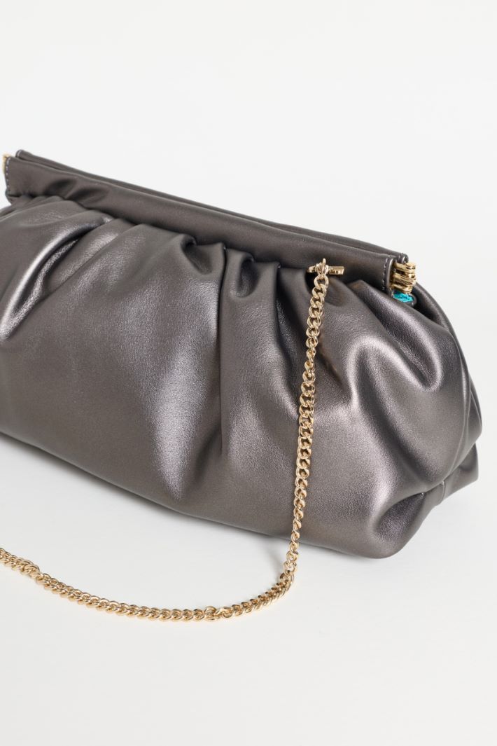 Oversized Coated Jersey Clutch - SILVER - Intrend - 4
