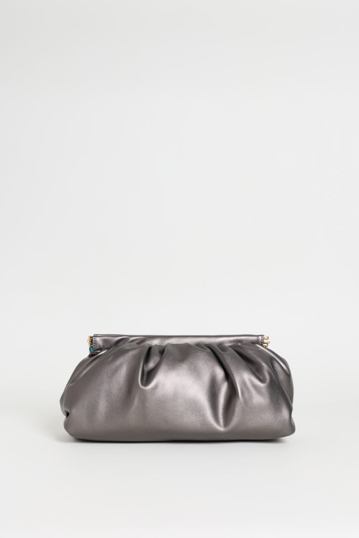 Oversized Coated Jersey Clutch - SILVER - Intrend