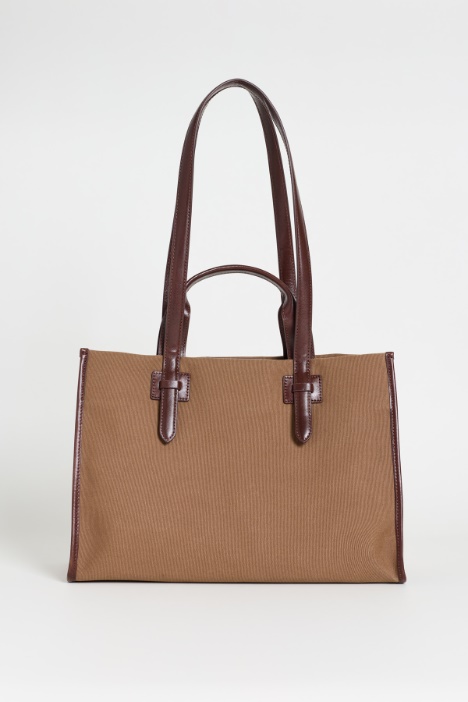 Shopping bag in canvas e pelle