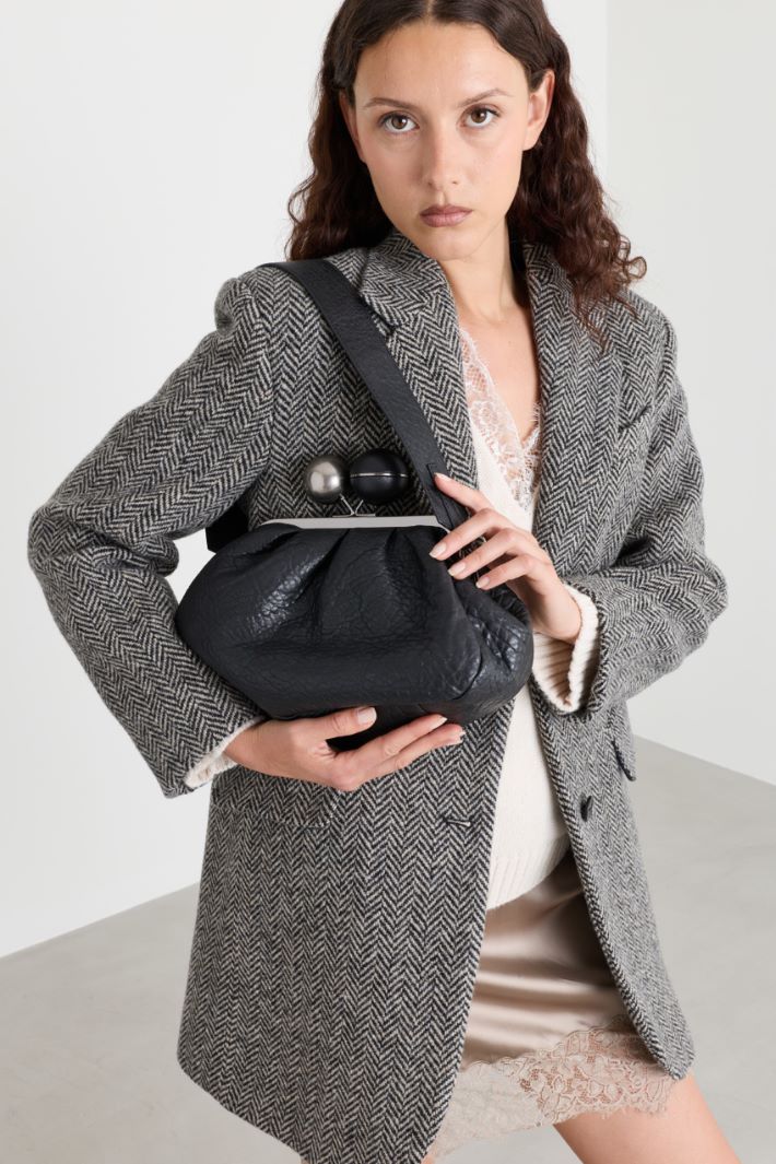 Clutch in pelle - NERO ARGENTO - Intrend - 5