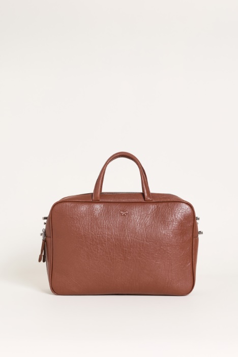 Tumbled Leather Bowling Bag - Intrend