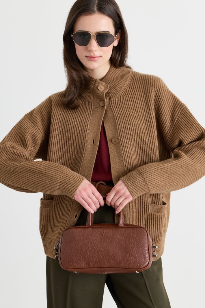 Leather bowling bag - BROWN - Intrend - 5