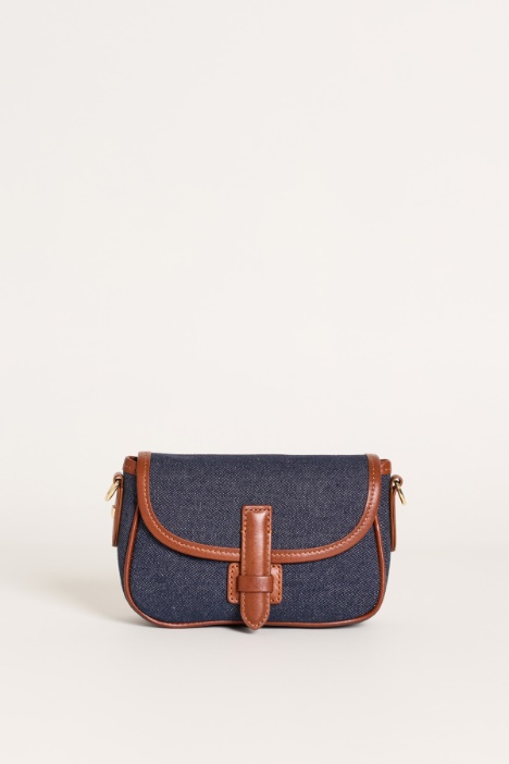 Small Denim and Leather Shoulder Bag - Intrend