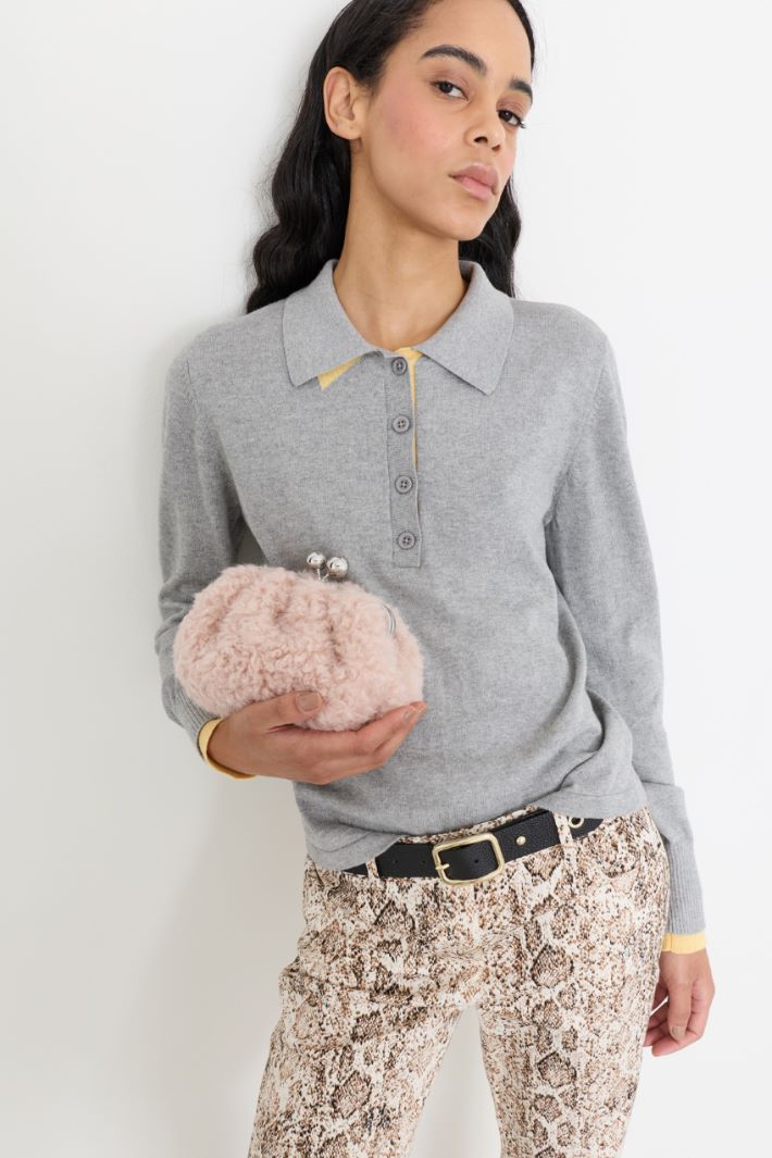 Cosy Fabric Clutch - PINK - Intrend - 5