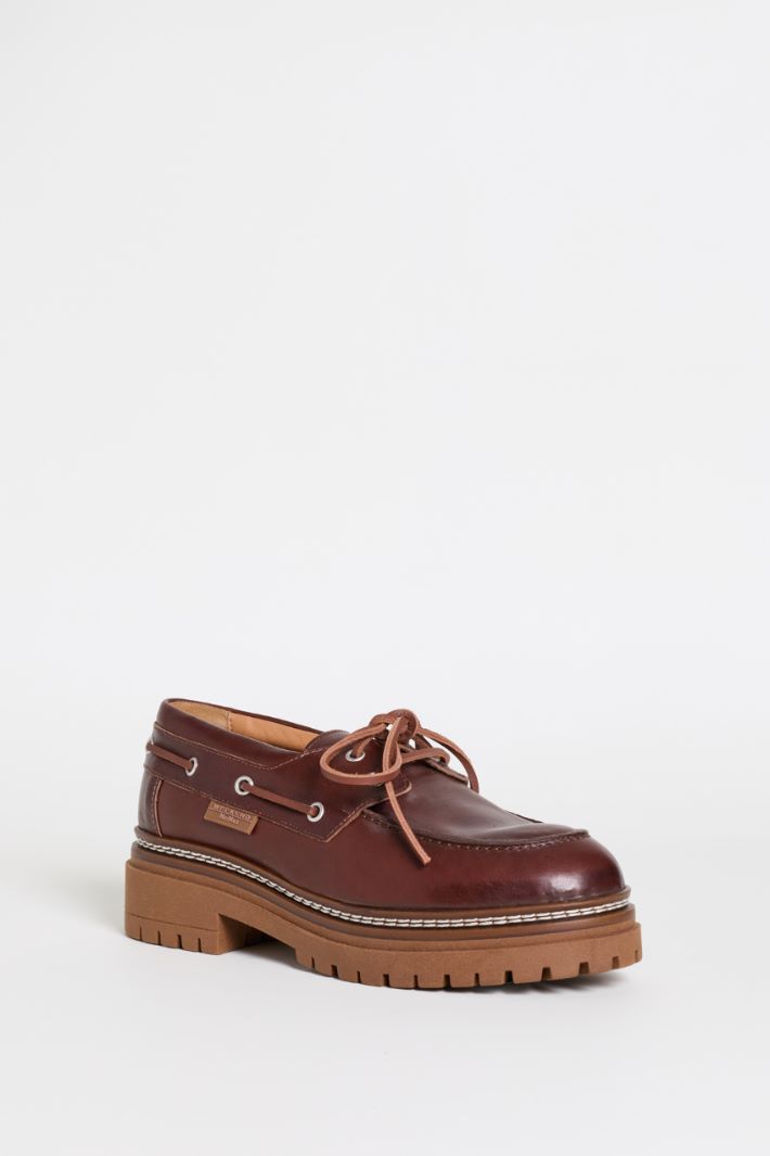 Leather Boat Shoes - BROWN - Intrend - 2