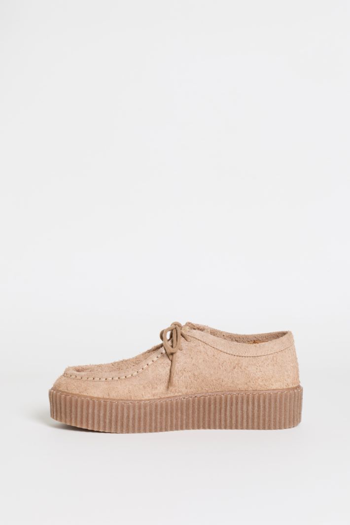 Suede Lace-Ups - BEIGE - Intrend - 3