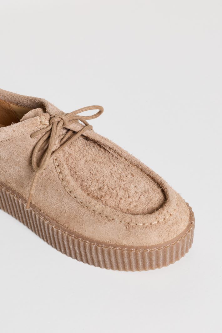 Suede Lace-Ups - BEIGE - Intrend - 4