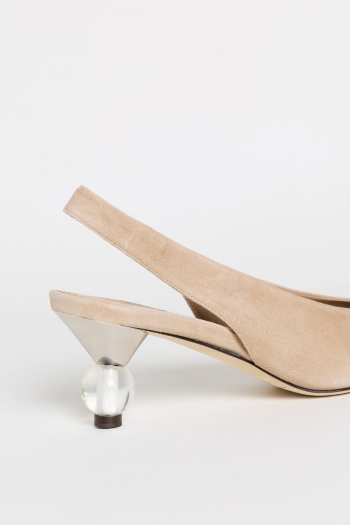 Suede slingbacks - BEIGE - Intrend - 4
