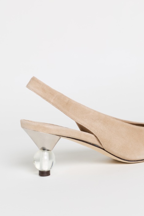 Slingback in pelle scamosciata