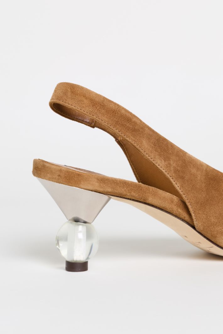 Suede slingbacks - BROWN - Intrend - 4