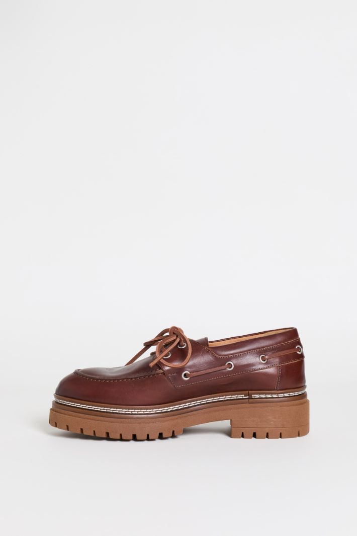 Leather Boat Shoes - BROWN - Intrend - 3