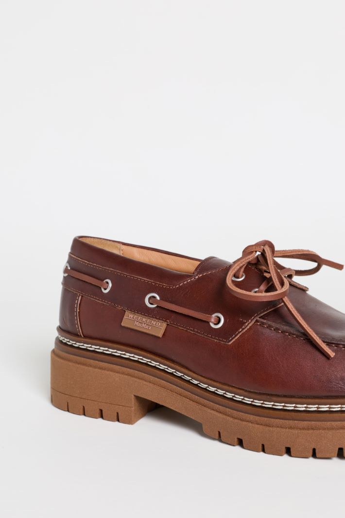 Leather Boat Shoes - BROWN - Intrend - 4