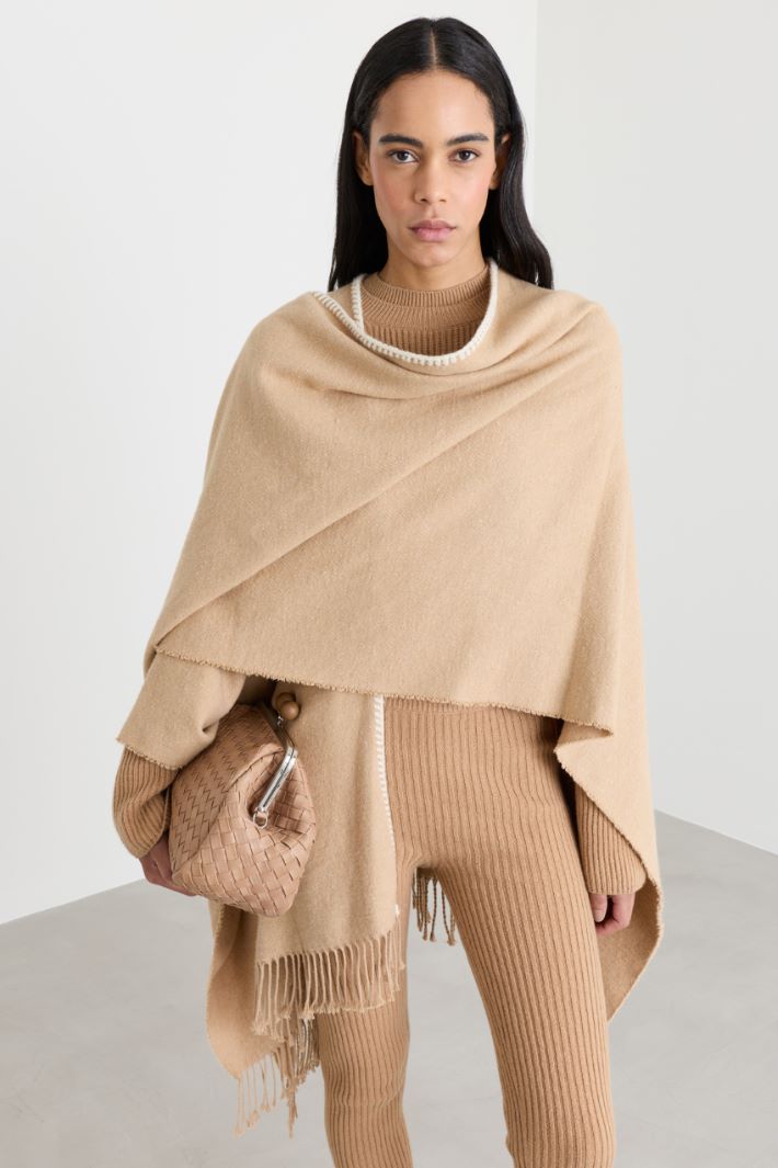 Poncho à franges - CHAMEAU - Intrend - 2