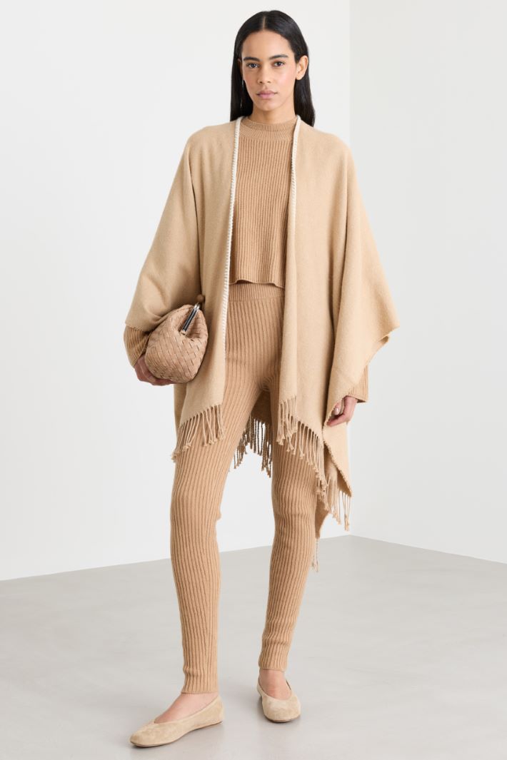 Poncho à franges - CHAMEAU - Intrend